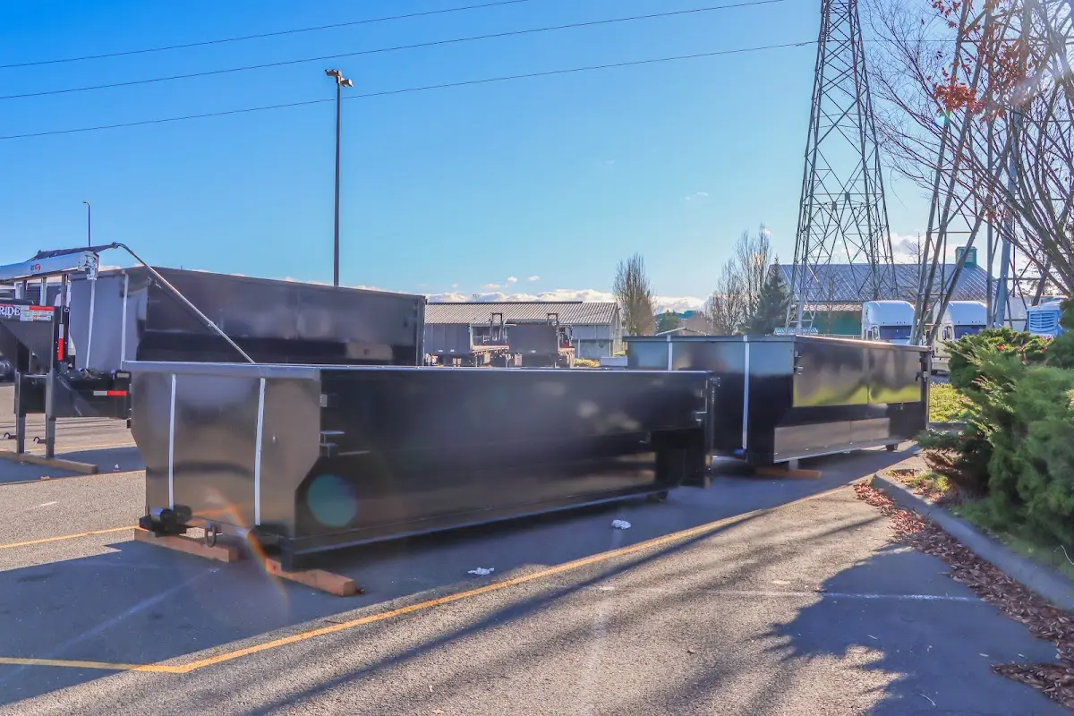 Roll-off dumpster ready for waste disposal at job site for Concrete Dumpster Rental in Homeland Park